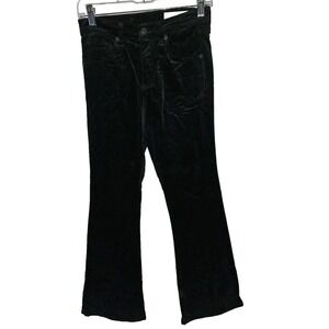 Rag & Bone‎ Women's Black Velvet 10" Crop Flare Pants 25 Velour Stretch A3-26